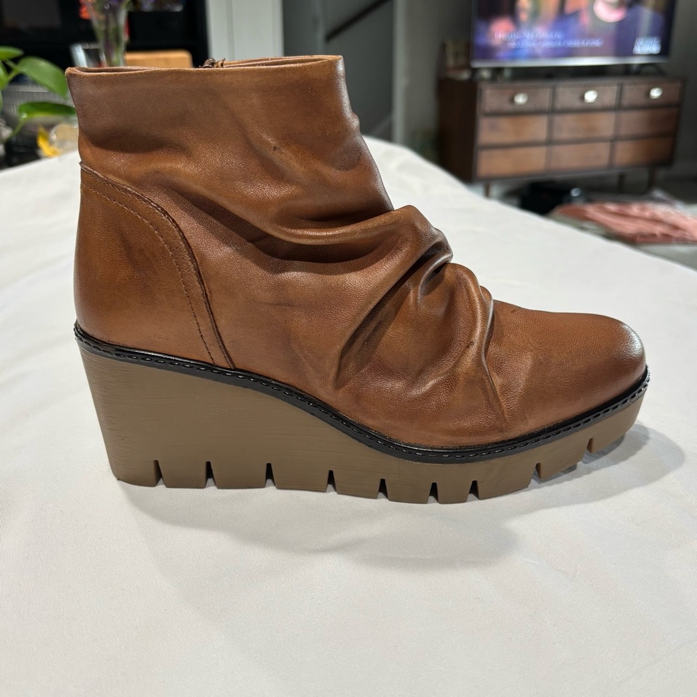 DIBA True NIFT TEE brown leather platform ankle boots women’s size 8.5